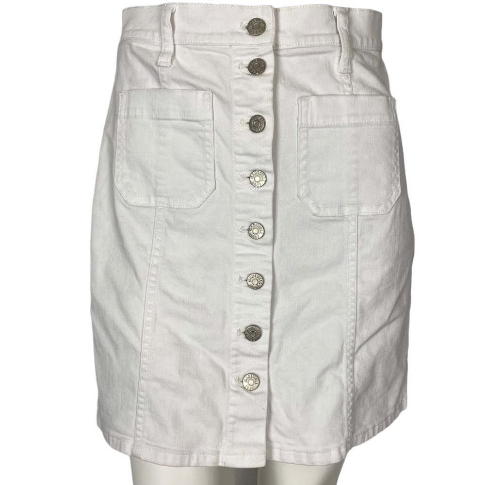 Madewell Patch Pockets Button Front Denim Skirt 26 - image 4